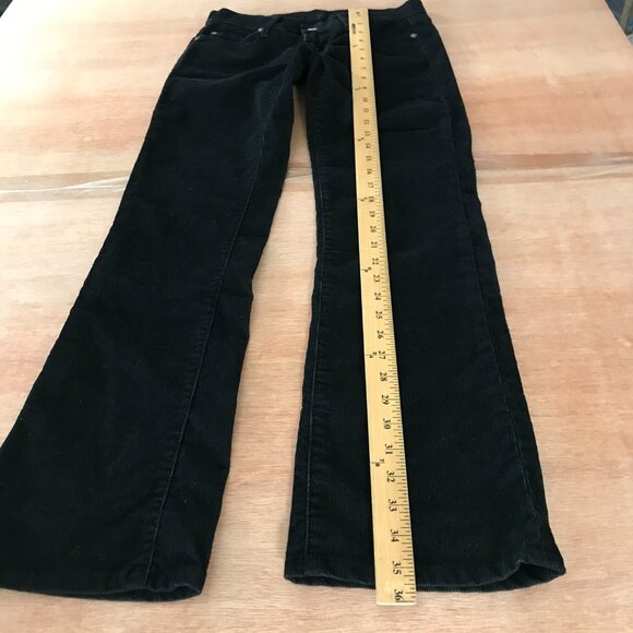 7 for All Mankind Flare Jeans Women 27 Black Low Rise Corduroy Hippie Preppy - Picture 5 of 13